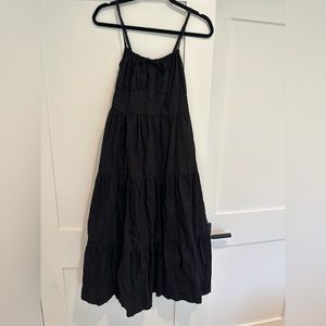 Black midi dress with tie